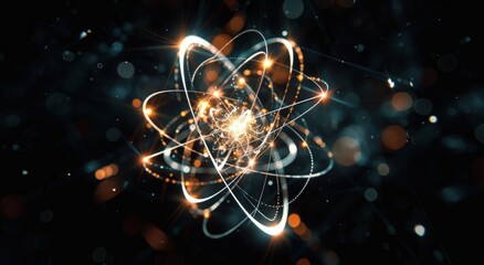 Atomic structure, glowing