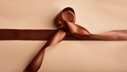 Poster - satin brown ribbon on a beige background