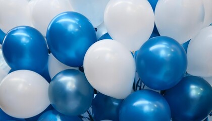 Wall Mural - luxurious party balloons in blue and white for wallpaper or background 002