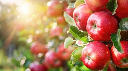 Canvas Print - Ripe red apples ready to be picked in orchard