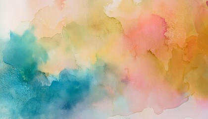 Poster - abstract watercolor background with grunge texture in blue pink orange yellow beige and green colors colorful watercolor design