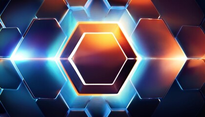 Canvas Print - abstract background with glowing lights hexagon generative ai