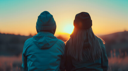 Poster - Couple People That Are Sitting Bike