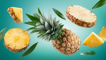 Wall Mural - pineapple on a white background