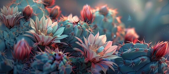 Fototapete - Macro image of stunning cactus flowers for wallpaper with ample copy space image
