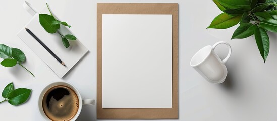 Poster - Editable flat lay paper mockup with a high quality JPG copy space image