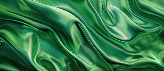 Poster - Smooth and elegant luxury green silk fabric can serve as a colorful textured background for a close up copy space image