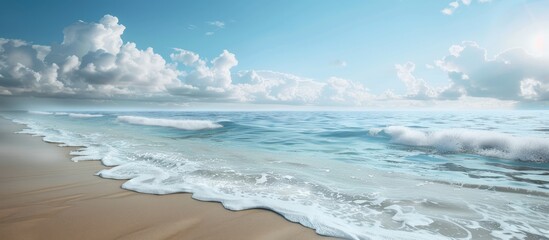 Poster - Nature s calming aura at the seashore provides a serene backdrop for relaxation perfect for a copy space image