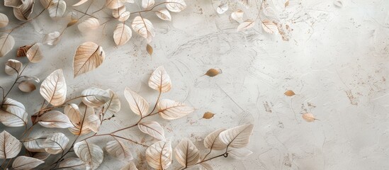 Poster - Soft focus enhances the natural background s gray and beige leaf texture with ample copy space image