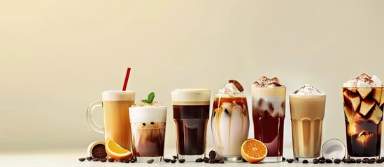 Poster - Selection of caffeinated beverages with copy space image
