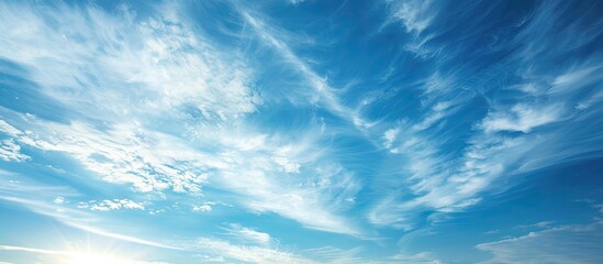 Poster - Beautiful blue sky with thin white clouds perfect for a copy space image