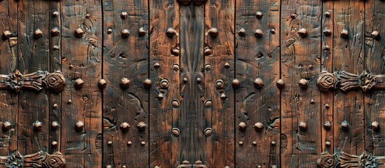 Leinwandbilder - Wooden door background with an aged wood texture showcasing intricate natural patterns ideal for a copy space image