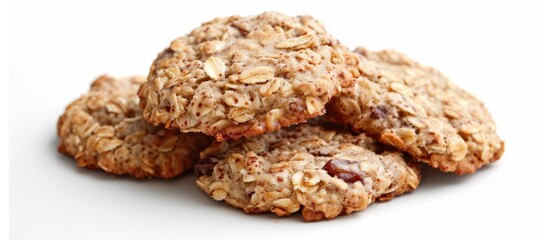 Aufkleber - Oatmeal cookies a healthy option stand alone on a white backdrop with room for a copy space image