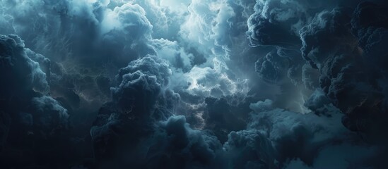 Sticker - An isolated wallpaper featuring a stormy cloud in a dark blue sky with copy space image