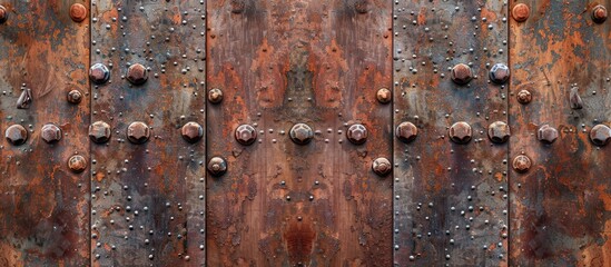 Aufkleber - Industrial background of weathered brown iron with a rusty cast appearance providing room for a copy space image