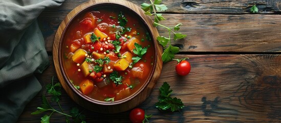Aufkleber - A delightful vegetable soup in a bowl with a visually appealing copy space image