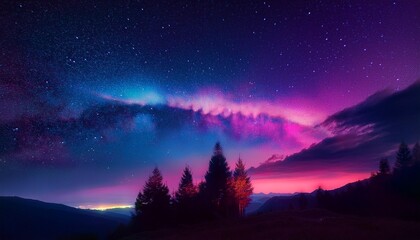 Wall Mural - neon color night sky art illustration generative ai