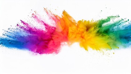 Wall Mural - colorful rainbow holi paint color powder explosion isolated white wide panorama background