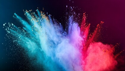 Wall Mural - colored powder explosion on gradient dark background freeze motion