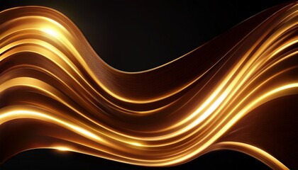 luxury abstract glowing gold line shape on dark background