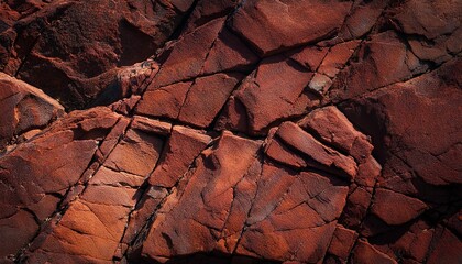 Sticker - dark red orange brown rock texture with cracks close up rough mountain surface stone granite background for design nature