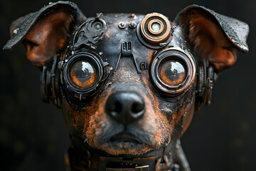 portrait of a cyborg dog