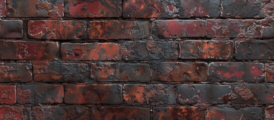 Aufkleber - Dull and corroded dark red bricks with a textured surface for copy space image