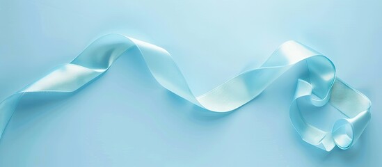 Aufkleber - Top view of a lovely ribbon on a light blue backdrop with copy space image available