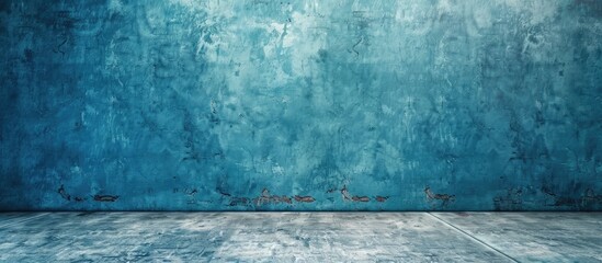Aufkleber - Blue wall texture with scratches adds a grungy touch to the background leaving room for additional content in the copy space image