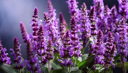 Canvas Print - fresh purple flowers of sage or salvia divinorum