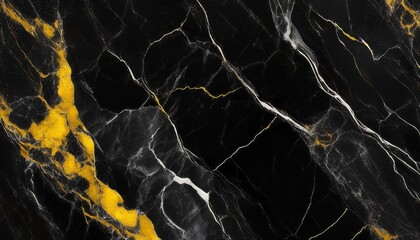 Poster - grunge texture background black marble background with yellow veins