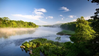 Poster - river with mist delaware usa