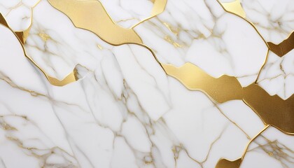 Poster - white marble with gold background