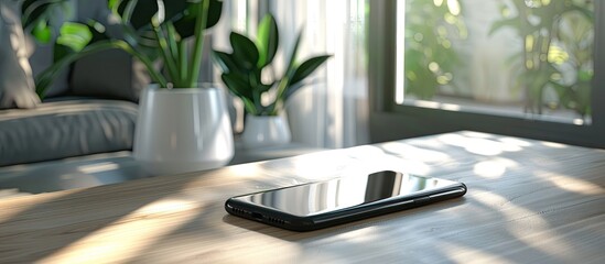 Aufkleber - Phone resting on table with ample copy space image