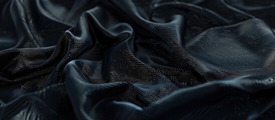 Poster - Textured black fabric with ripples and wrinkles perfect for a copy space image