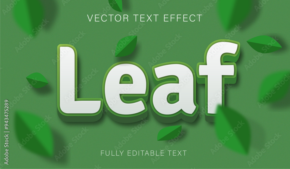 Fresh leaf text effect with green organic leaves main concept. Fully ...
