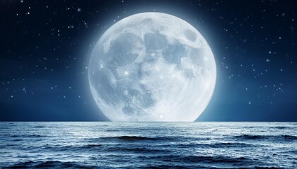 Wall Mural - illustration of the full moon rises over the sea generative ai
