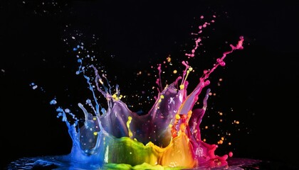 Wall Mural - colorful splashed on black background