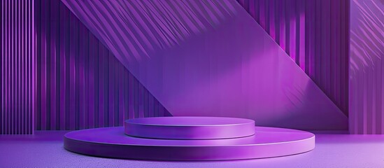 Leinwandbilder - Podium mockup on a purple geometric backdrop with copy space image