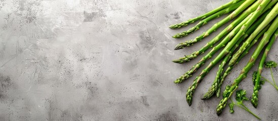 Poster - Top view of fresh asparagus on a concrete surface with copy space image