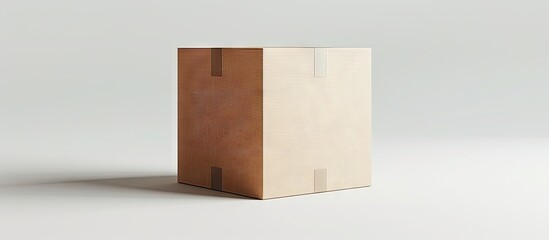Poster - Cardboard box against a plain white backdrop with copy space image