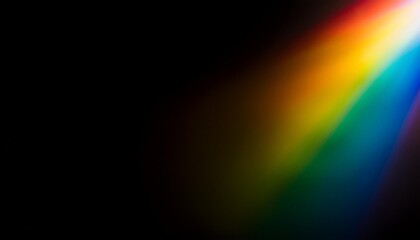 Wall Mural - small abstract colorful rainbow light leak prism flare photography overlay on black background