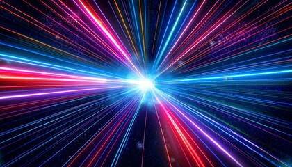 Wall Mural - interstellar warp neon lights speed through the galaxy
