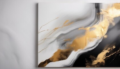 Wall Mural - a monochromatic abstract with subtle gold highlights on the canvas s edge