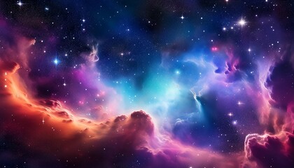 Wall Mural - cosmic background with starry sky and colorful nebula