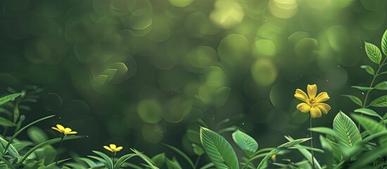 Leinwandbilder - Greenery background with a small yellow wild flower perfect for copy space image