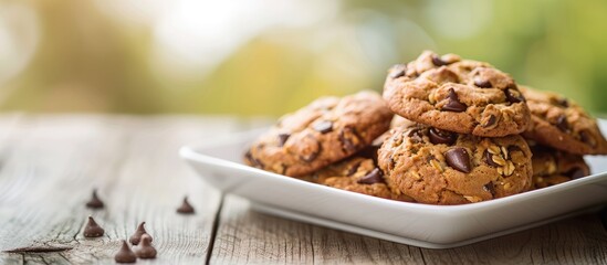 Aufkleber - Tray with delicious oatmeal cookies perfect for a copy space image