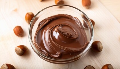 chocolate spread in a glass bowl