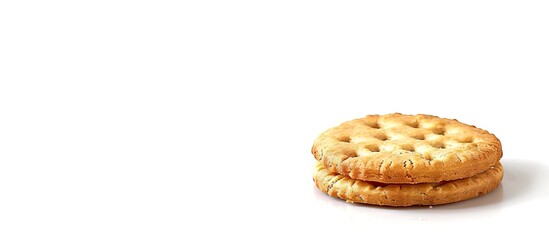 Aufkleber - Close up of a biscuit isolated on a white background with copy space image for a snack concept