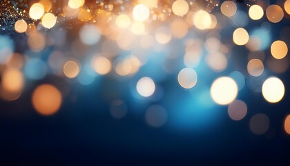 Wall Mural - abstract blurred bokeh of holiday lights over dark blue background